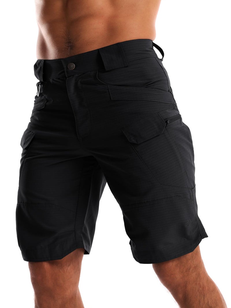 AUTIWITUA Men's Waterproof Tactical Shorts Outdoor Lightweight Quick Dry Breathable Hiking Fishing Cargo Shorts Black - Image 3