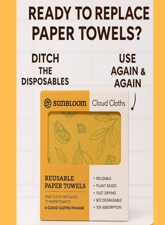 sunbloom Cloud Cloths: Swedish dishcloths, 6 Pack Reusable Paper Towels, Super Absorbent, eco-Friendly, Kitchen Cleaning Cloths. - Image 3