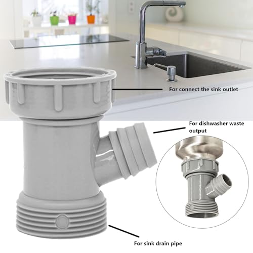 AOMUCH Kitchen Sink Drain Pipe Adapter Wye, Y-Shaped Strainer Connector Waste Outlet Male Female Thread Fitting for Tubular Drain Applications 1-1/2 Inch, With Dishwasher Input - Image 4