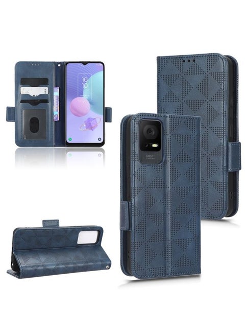 Case Cover For TCL 405 / 406 T506D Symmetrical Triangle Leather Phone Case Blue
