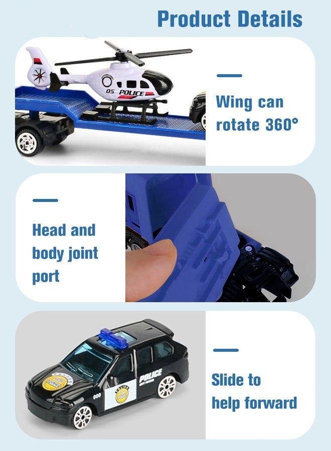 DURKU Friction Powered Rescue Vehicle Set with Police Car and Rescue Helicopter - Perfect Birthday Gifts for Toddler Boys Party - Image 4