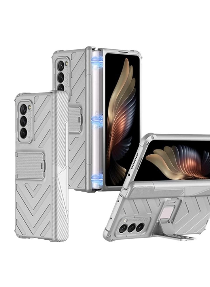 حافظة متوافقة مع Galaxy Z Fold 2 توفر حماية للمفصل المغناطيسي وقابلة للتعديل مع حامل صلب من البولي كربونات