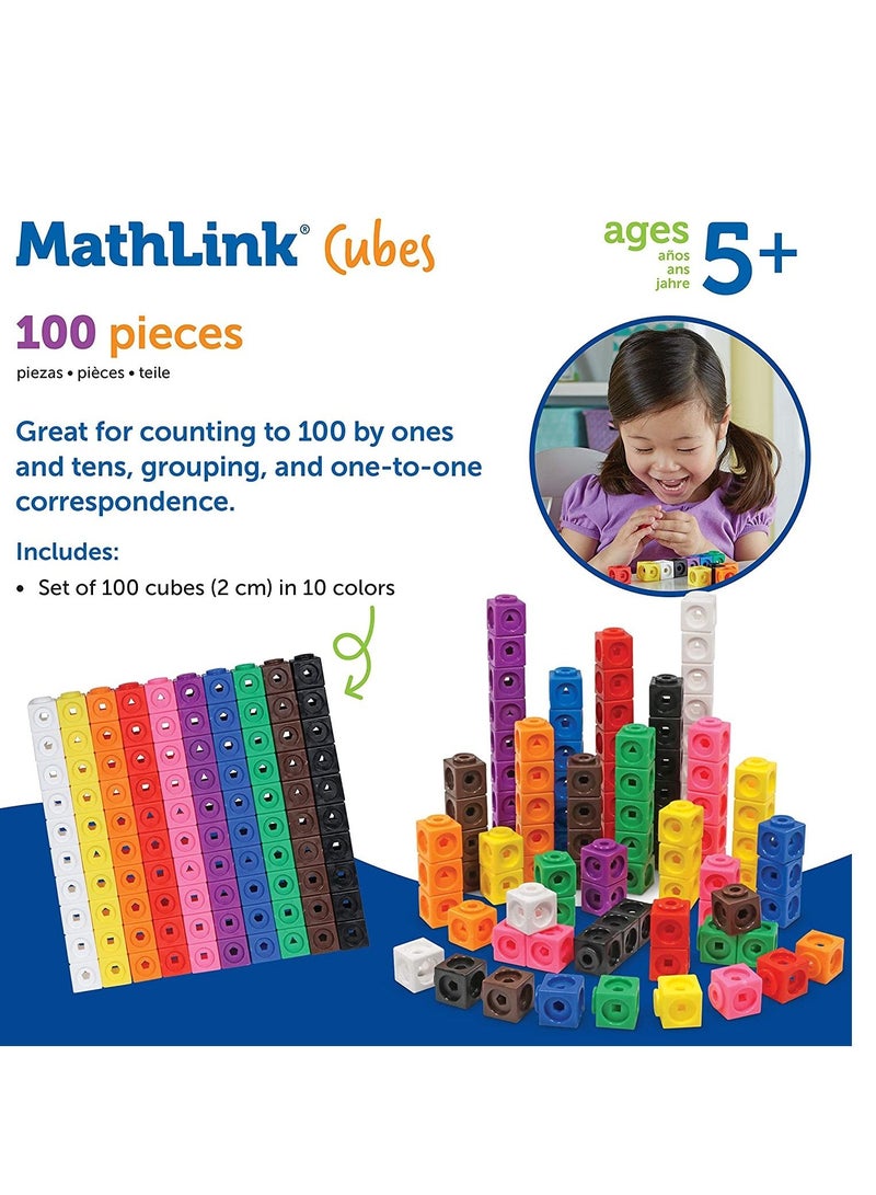 واي آند دي MathLink Cubes Set of 100 Ages 5+ Kindergarten STEM Activities Math Manipulatives and Counters Homeschool Teacher Supplies - Image 5
