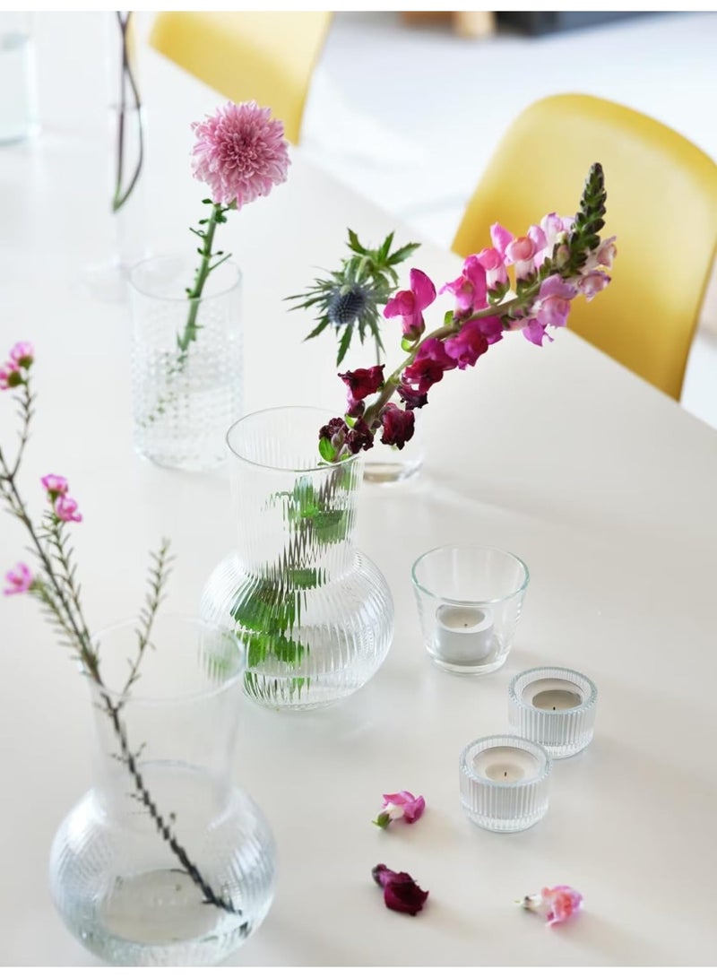 مزهرية زهور شفافة حديثة عالية الجودة - مزهرية زجاجية أنيقة للمنزل أو غرفة المعيشة أو غرفة النوم أو المكتب، مثالية لترتيبات الزهور الطازجة أو الاصطناعية، 17 سم - Image 3