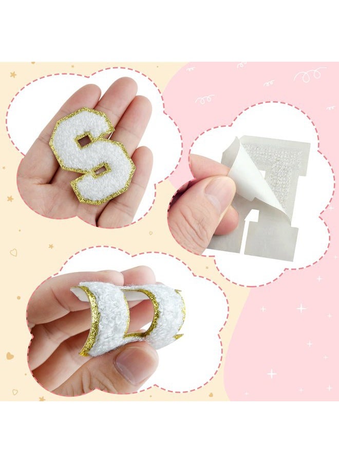 Morcheiong 26Pcs Self Adhesive Chenille Letter Patches A-Z, Chenille Letters for DIY Clothing, Fabric, Shoes, Bags (White) - Image 3