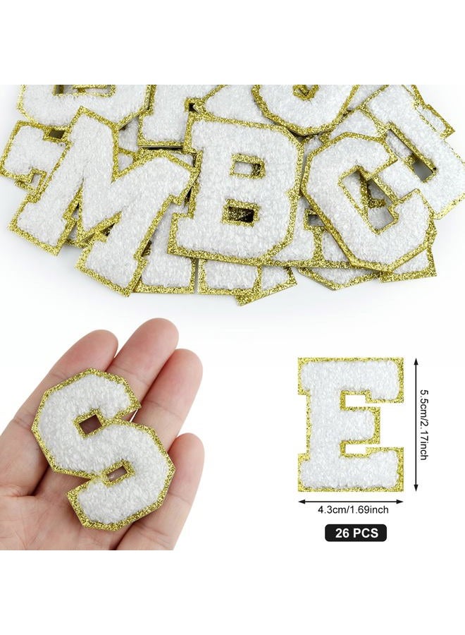 Morcheiong 26Pcs Self Adhesive Chenille Letter Patches A-Z, Chenille Letters for DIY Clothing, Fabric, Shoes, Bags (White) - Image 2