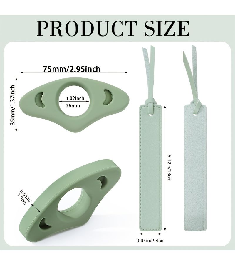 2pcs White Book Page Holder Set With Silicone Thumb Bookmark And Stitched Leather Bookmark For Readers - Image 2
