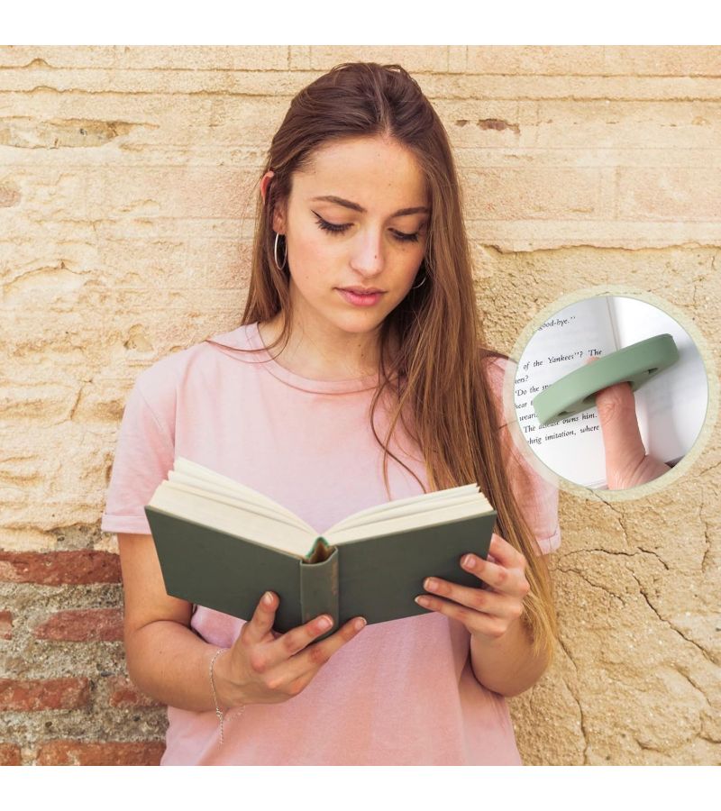 2pcs White Book Page Holder Set With Silicone Thumb Bookmark And Stitched Leather Bookmark For Readers - Image 5