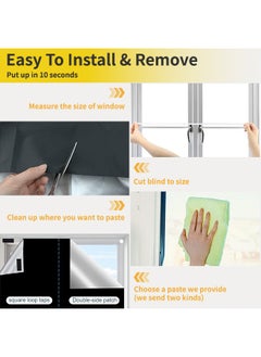 ماركة غير محددة ستائر سوداء DIY، ستائر تعتيم محمولة، مناسبة لغرفة المعيشة وغرفة النوم، بدون أدوات مطلوبة 1.45*1 متر  - Image 4