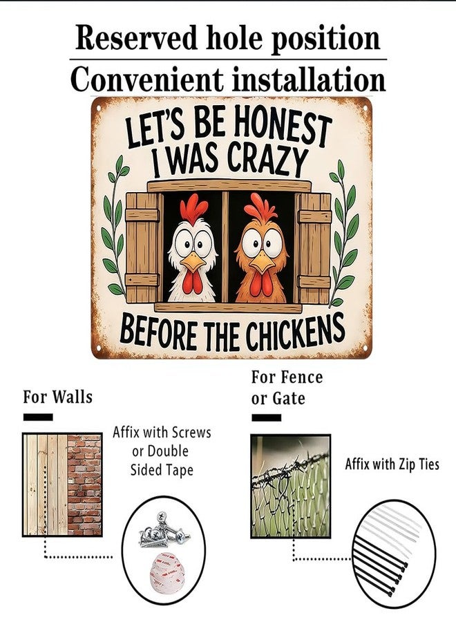 Funnysign Chicken Decor I Was Crazy Before The Chickens Vintage Tin Sign for Chicken Coop Farm Kitchen Garden Yard Decor 8x12 INCH(3829) - Image 3