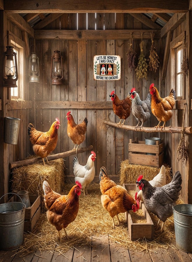 Funnysign Chicken Decor I Was Crazy Before The Chickens Vintage Tin Sign for Chicken Coop Farm Kitchen Garden Yard Decor 8x12 INCH(3829) - Image 4