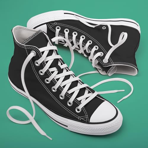 Miscly Flat Shoe Laces for Sneakers, Multiple Lengths and Colors Available - White, 54″ (137 CM) - Image 2
