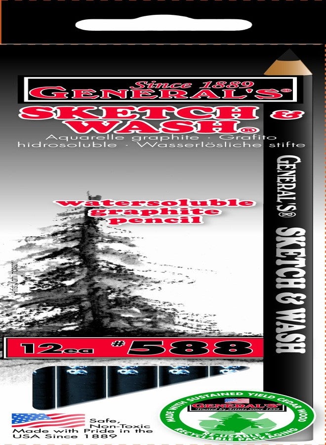 General Pencil 588GP Sketch and Wash Pencils,Graphite, 12-Pack