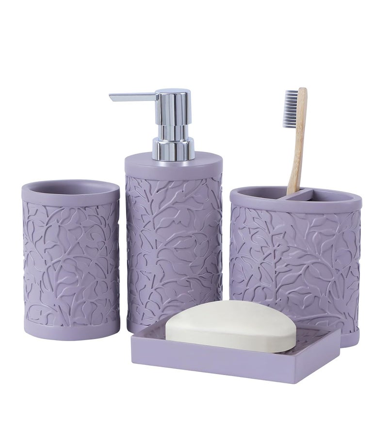 Obsessions Polyresin 4 Pcs Bathroom Set_Purple - Image 2