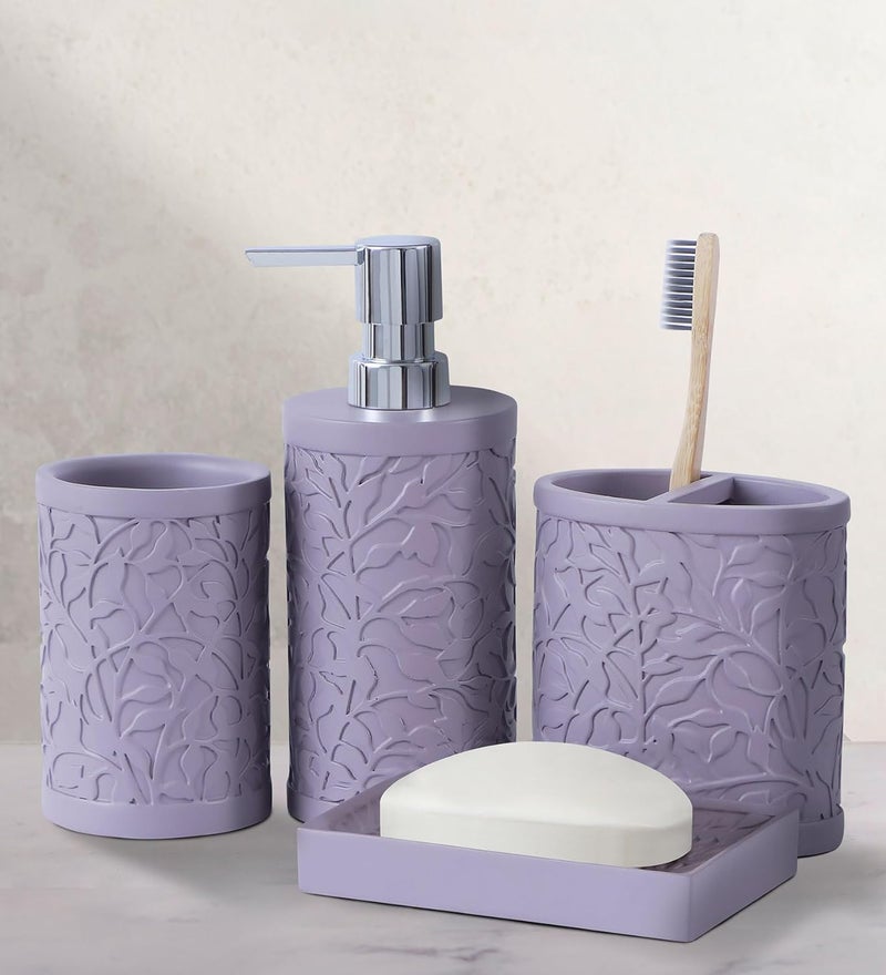 Obsessions Polyresin 4 Pcs Bathroom Set_Purple - Image 1