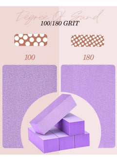 MARYTON Maryton Nail Buffer Block, Medium/Fine Grit 100/180 Finishing Buffers for Acrylic Nails Gel Polish Nails, 3 Way Professional Pedicure Manicure Buffer Kits, 5 Count (Purple)  - Image 3