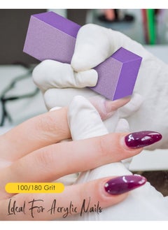 MARYTON Maryton Nail Buffer Block, Medium/Fine Grit 100/180 Finishing Buffers for Acrylic Nails Gel Polish Nails, 3 Way Professional Pedicure Manicure Buffer Kits, 5 Count (Purple)  - Image 4
