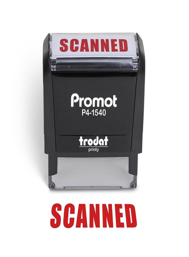 Promot Scanned Self Inking Rubber Stamp - Refillable Scanned Stamper - Business, Bookkeeping, Ordering, Accounting, Work, Office Stamps - Red Ink - Image 1