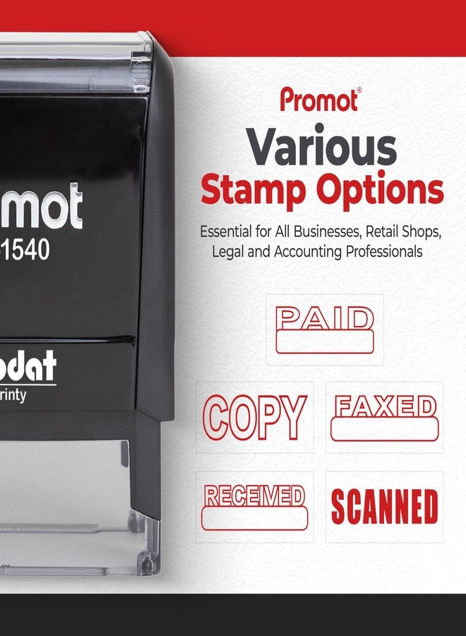 Promot Scanned Self Inking Rubber Stamp - Refillable Scanned Stamper - Business, Bookkeeping, Ordering, Accounting, Work, Office Stamps - Red Ink - Image 4