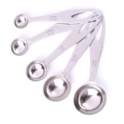 Wonderchef Ambrosia Stainless-Steel Measuring Spoons with 5 Engraved Measurements | 1.25ml, 2.5ml, 5ml. 7.5ml, 15ml | for Dry or Liquid Ingredients | Precise Cooking and Baking | 1-Year Warranty - Image 1