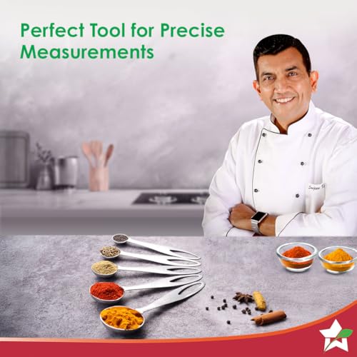 Wonderchef Ambrosia Stainless-Steel Measuring Spoons with 5 Engraved Measurements | 1.25ml, 2.5ml, 5ml. 7.5ml, 15ml | for Dry or Liquid Ingredients | Precise Cooking and Baking | 1-Year Warranty - Image 2