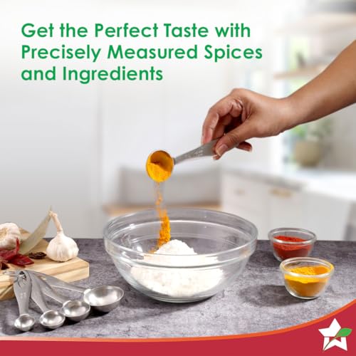 Wonderchef Ambrosia Stainless-Steel Measuring Spoons with 5 Engraved Measurements | 1.25ml, 2.5ml, 5ml. 7.5ml, 15ml | for Dry or Liquid Ingredients | Precise Cooking and Baking | 1-Year Warranty - Image 5