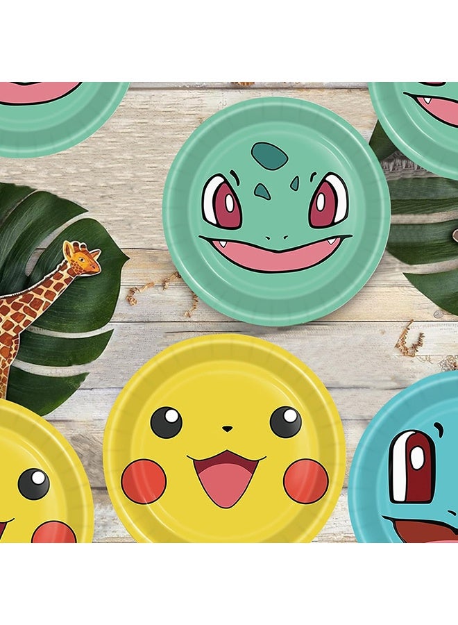 دبليو أف أف أو 24 قطعة أطباق ورقية بطابع بوكيمون كرتوني - مقاس 7 بوصات بطابع كرة الجني الكرتونية للحفلات وأدوات مائدة حفلات للبيبي شاور وأعياد ميلاد الأطفال وزينة الطاولة للحفلات - Image 5