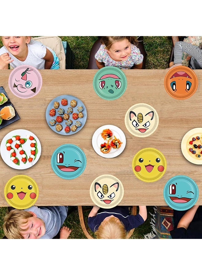 دبليو أف أف أو 24 قطعة أطباق ورقية بطابع بوكيمون كرتوني - مقاس 7 بوصات بطابع كرة الجني الكرتونية للحفلات وأدوات مائدة حفلات للبيبي شاور وأعياد ميلاد الأطفال وزينة الطاولة للحفلات - Image 4