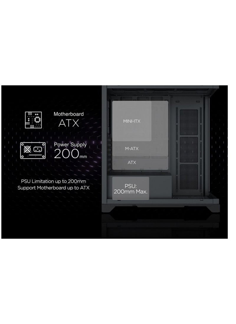 Xigmatek - Xigmatek Endorphin Ultra Black, ATX, U3x1 & Type Cx1, Front & Left Seamless TG, 5PCS M20A & Galaxy II Fan Control Kit Computer Case - Image 1
