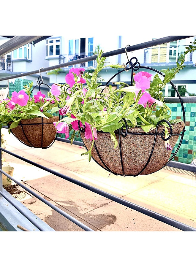 HOME TASTE Hometaste Half Round Metal Hanging Planter With Coco Coir Liner,Stylish Wall Mount Wire Basket For Indoor/Outdoor Gardens, Porches, And Balconies,Iron Plant Holder (44X24X41Cm) 