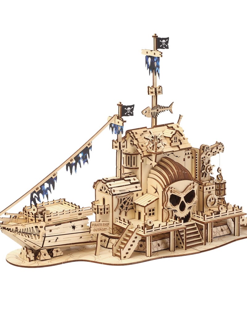Jigtoy 3D Wooden Puzzles for Adults Pirate Ship Model Kit Challenging Wooden Models for Adults to Build Phantom Pirate Bay Ideal for Holiday or Birthday Gifts - Image 3