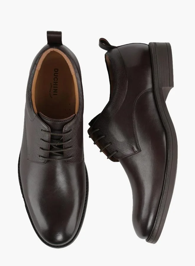 Duchini Men Leather Lace-Up Derby Shoes