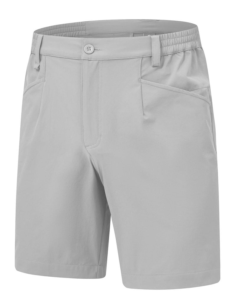 Rdruko Mens Stretch Golf Shorts 7 Dress Casual Elastic Waist Lightweight Quick Dry Flat Front Hybrid Hiking Walking Flex Shorts Light Gray 34 - Image 2