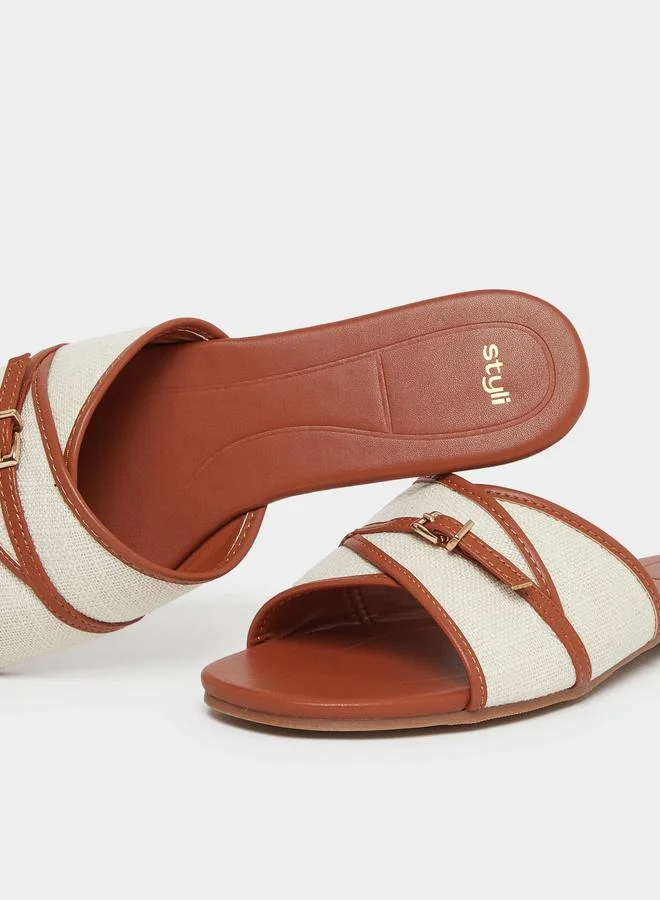 ستايلي Styli Buckle Detail Slip On Sandals