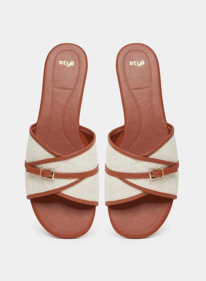 ستايلي Styli Buckle Detail Slip On Sandals
