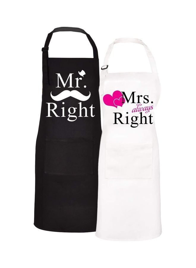 NIBEMINENT 2-Piece Couple Adjustable Aprons Black/White/Pink 27.6×33.5inch - Image 1