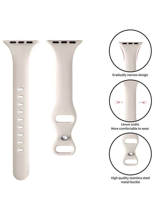 Soft Silicone Slim Thin Narrow Replacement Strap Compatible For Apple Watch SE Series 8/7/6/5/4/3/2/1 (White, 38mm/40mm/41mm)