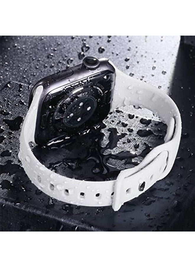 Soft Silicone Slim Thin Narrow Replacement Strap Compatible For Apple Watch SE Series 8/7/6/5/4/3/2/1 (White, 38mm/40mm/41mm)
