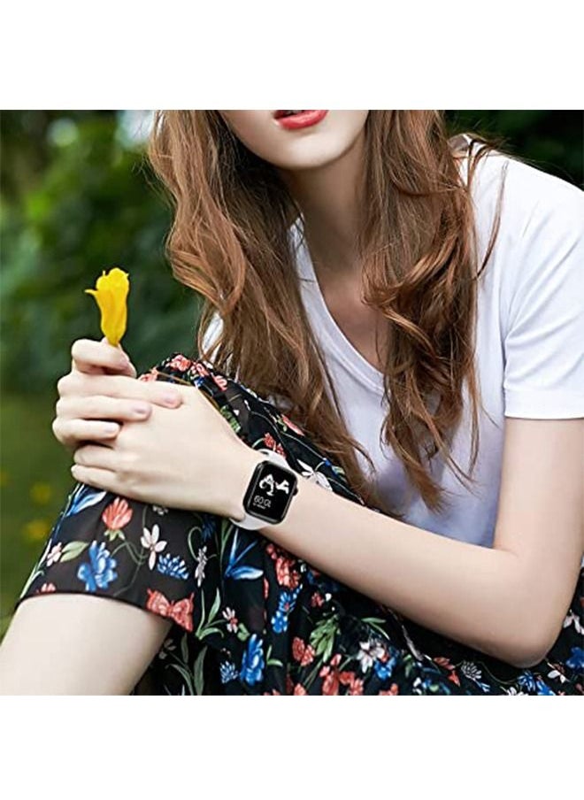 Soft Silicone Slim Thin Narrow Replacement Strap Compatible For Apple Watch SE Series 8/7/6/5/4/3/2/1 (White, 38mm/40mm/41mm)