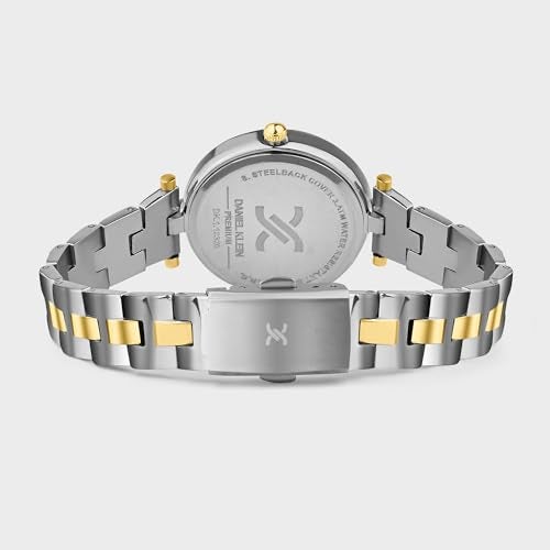 Daniel Klein Analog Green Round Dial Two Tone Silver Gold Metal Strap Stone-Studded Water-Resistant Wrist Watch for Women Girls, Ladies DK.1.12320-8 - Image 4