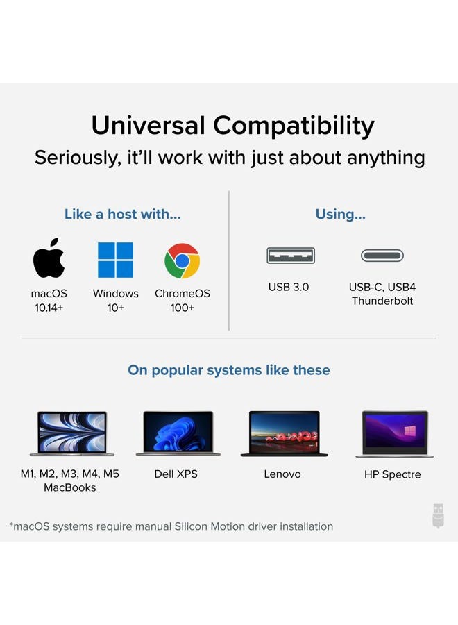 Plugable USB 3.0 or USB C to HDMI Adapter for Dual Monitors, Universal Video Graphics Adapter for Mac and Windows, Thunderbolt 3/4, USB 3.0 or USB-C, 1080p@60Hz - Image 4