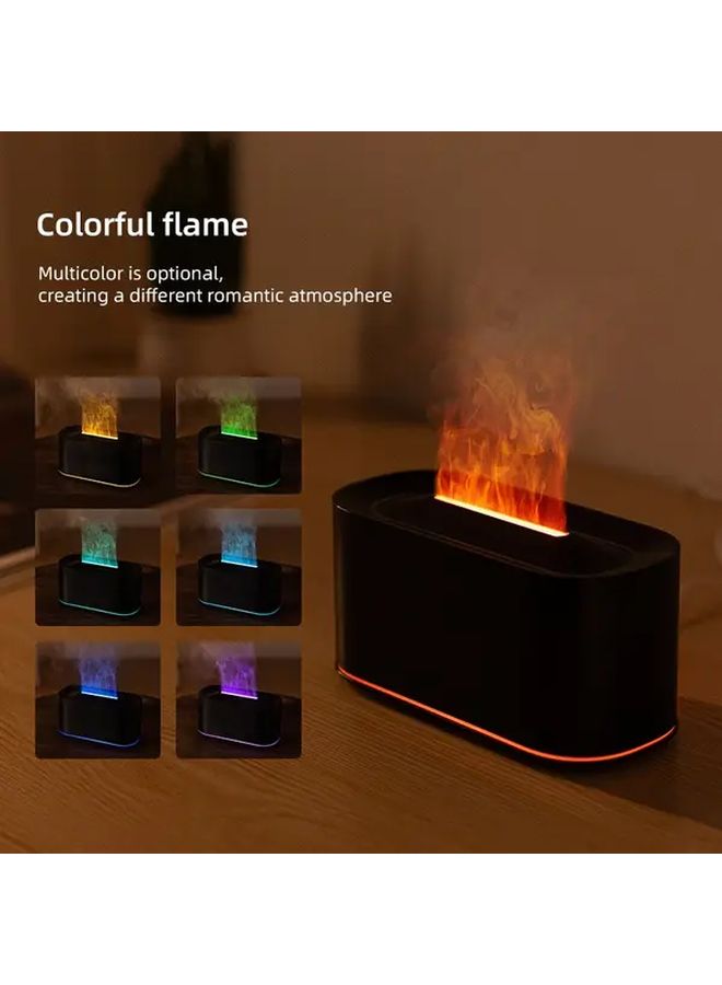 2 Color LED Flame Diffuser With USB Powered Night Light Ultra Silent Essential Oil Humidifier No Essential Oil Needed 10.14oz Per Hour Humidification 33.81oz Capacity Open Lid Water Tank Push Button Control Ideal For Home Bedroom Office Black - Image 2