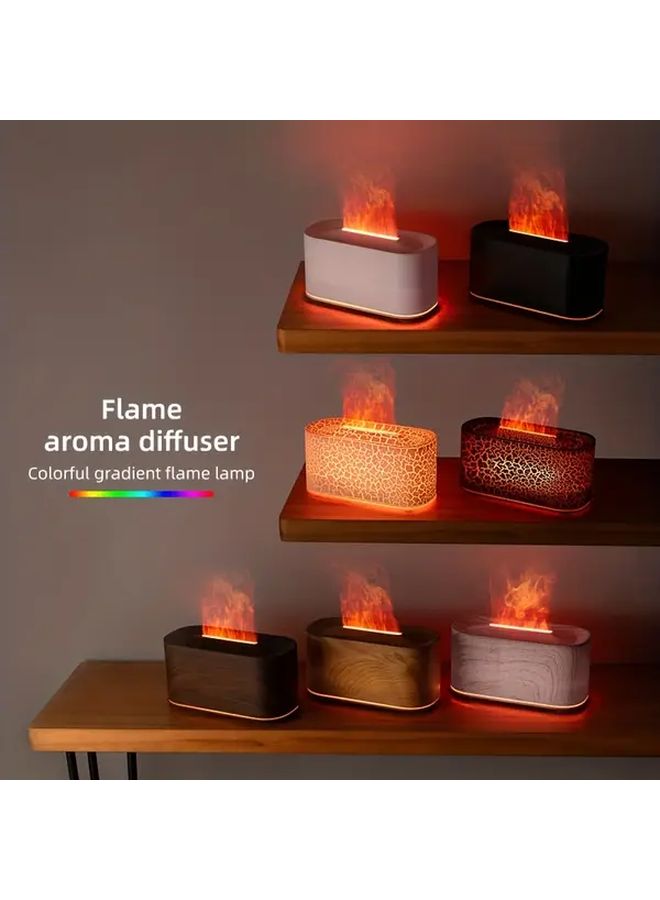 2 Color LED Flame Diffuser With USB Powered Night Light Ultra Silent Essential Oil Humidifier No Essential Oil Needed 10.14oz Per Hour Humidification 33.81oz Capacity Open Lid Water Tank Push Button Control Ideal For Home Bedroom Office Black - Image 5