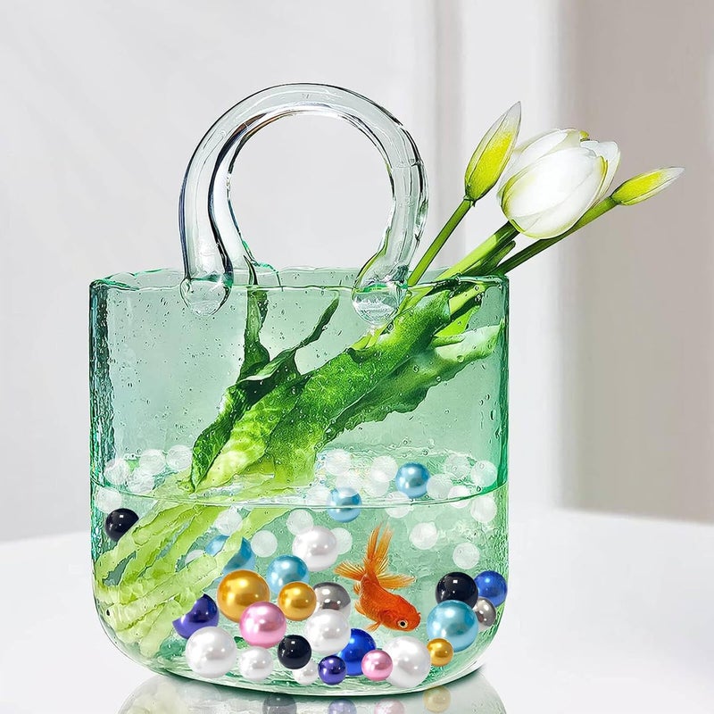 Zsynka 60 Pieces Floating NO Hole Pearls and 500 Pieces Transparent Water Gels,Pearl Beads Gold Floating Beads for Vases Floating Candles Home Weddings Table Centerpieces Party Decor (Golden Yellow) - Image 4