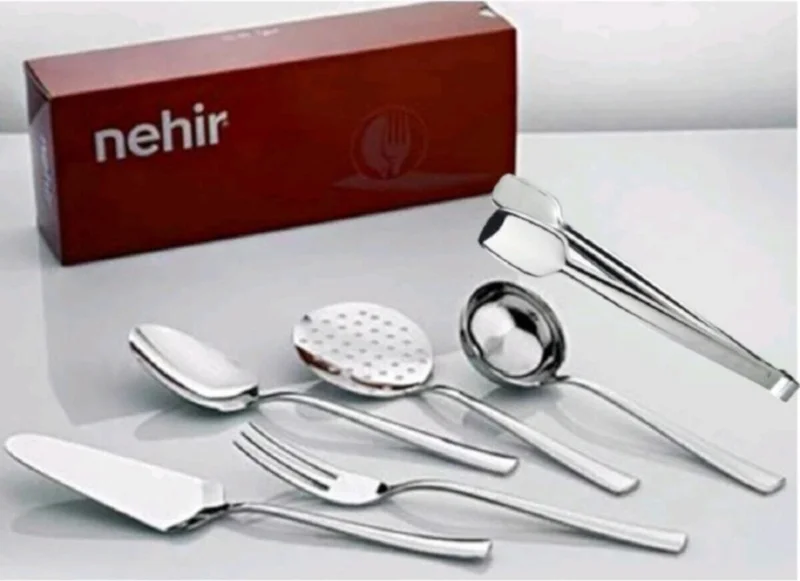 Nehir Stainless Steel 6 Piece Ladle Skimmer Service Set