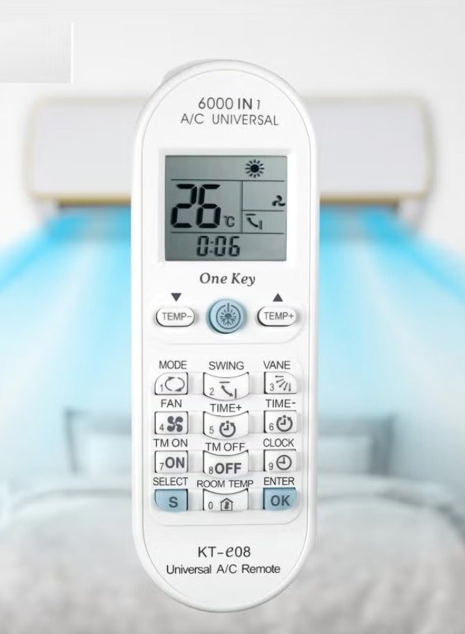 Gulf Trend Universal Air Conditioner Remote Control for Toshiba, Panasonic, Sanyo, Fujitsu & More | KT-E08 6000 in 1 One-Key Series, Compatible with Most A/C Brands - Image 3