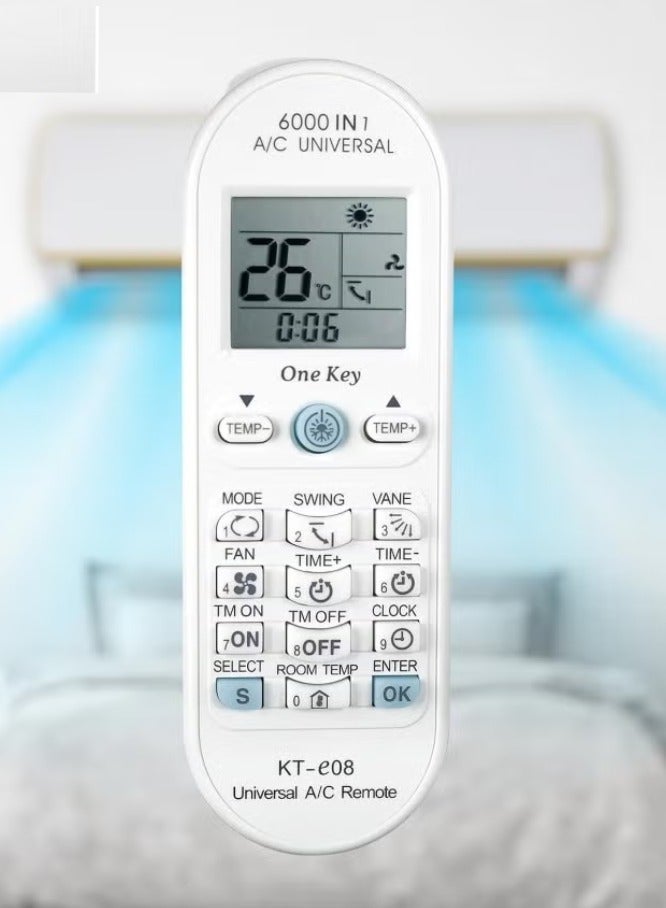 Gulf Trend Universal Air Conditioner Remote Control for Toshiba, Panasonic, Sanyo, Fujitsu & More | KT-E08 6000 in 1 One-Key Series, Compatible with Most A/C Brands - Image 2
