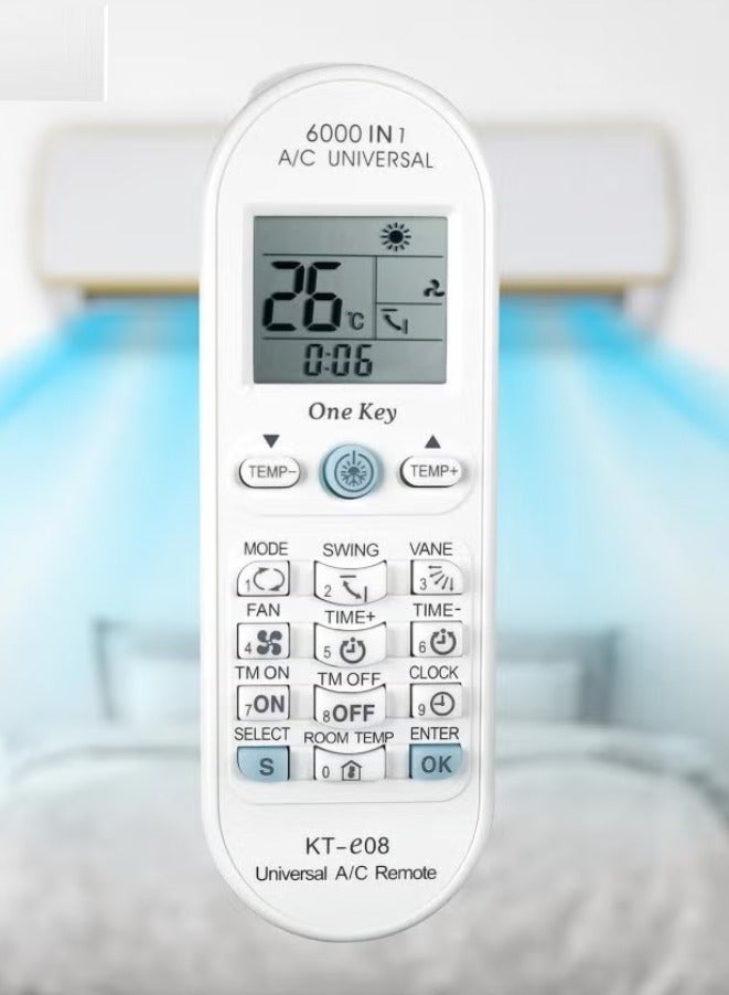 Gulf Trend Universal Air Conditioner Remote Control for Toshiba, Panasonic, Sanyo, Fujitsu & More | KT-E08 6000 in 1 One-Key Series, Compatible with Most A/C Brands - Image 4