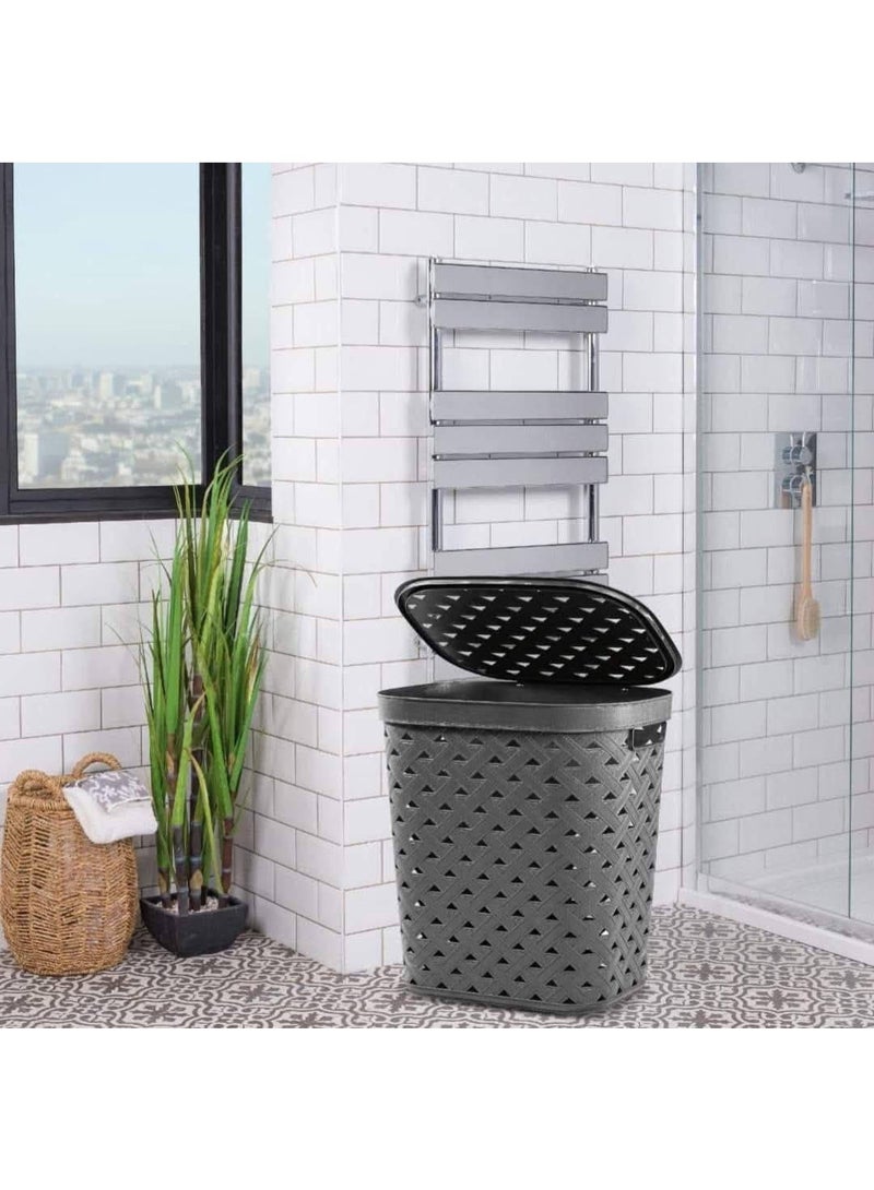 AKSA 50-liter plastic laundry basket with lid