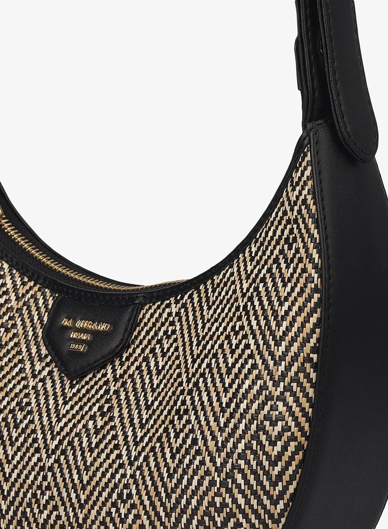 Da Milano Beige/Black Small Canvas Plain Leather Baguette - Beige & Black for Women | Best Price UAE